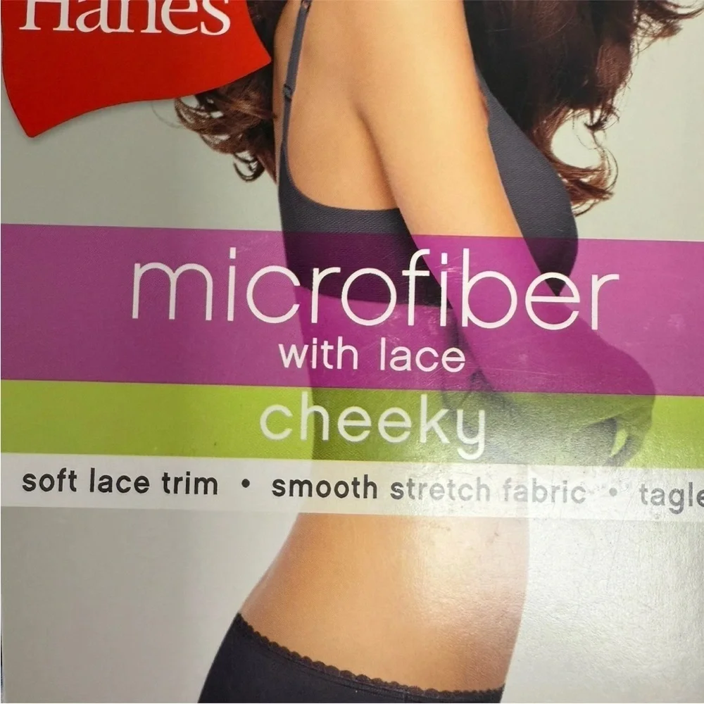 Hanes Women’s Cheeky Panties XL/8 Microfiber W/ Lace Underwear 4 Pair (2 -2 Pks)